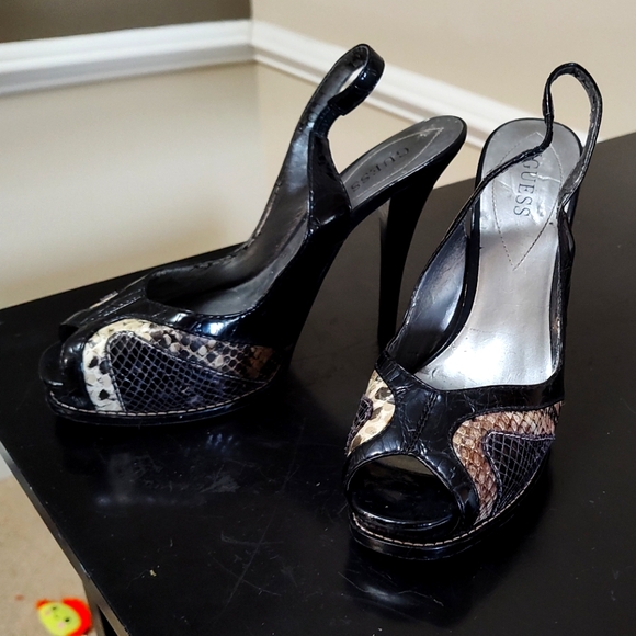 Guess Shoes - Vintage Guess peep toe slingback heels